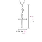Minimalist Petite Religious Pendant Necklace Cross and CZ Accent Sterling Silver - Image 4