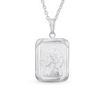 Unisex Religious Pendant Necklace with Jesus Christ Medallion in Sterling Silver