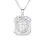 Religious Face of Jesus Pendant Necklace Medallion Dog Tag .925 Sterling Silver