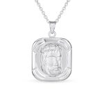 Religious Face of Jesus Pendant Necklace Medallion Dog Tag .925 Sterling Silver