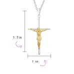 Jesus Crucifix Cross Pendant Necklace 2 Tone Gold Silver - Image 4