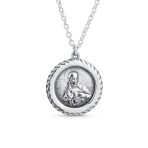 Prayer Jesus Medal Pendant Necklace Religious Medallion .925 Sterling Silver