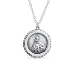 Prayer Jesus Medal Pendant Necklace Religious Medallion .925 Sterling Silver