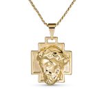 Christ Cross Medallion Pendant Necklace Yellow Gold Plated