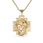 Christ Cross Medallion Pendant Necklace Yellow Gold Plated