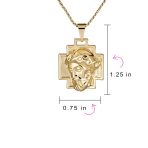 Christ Cross Medallion Pendant Necklace Yellow Gold Plated - Image 4