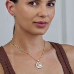 Christ Cross Medallion Pendant Necklace Yellow Gold Plated - Image 3