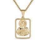 Religious Metal Jesus Christ Head Medallion Necklace Pendant Gold Plated