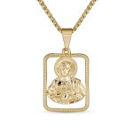 Religious Metal Jesus Christ Head Medallion Necklace Pendant Gold Plated