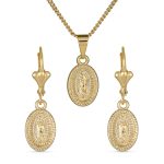 Our Lady Of Guadalupe Virgin Mary Pendant Necklace Gold