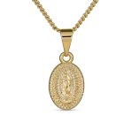 Our Lady Of Guadalupe Virgin Mary Pendant Necklace Gold - Image 2