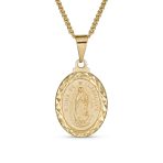 Our Lady Of Guadalupe Virgin Mary Oval Medallion Pendant Necklace Gold Plated