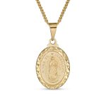 Our Lady Of Guadalupe Virgin Mary Oval Medallion Pendant Necklace Gold Plated