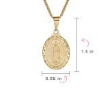 Our Lady Of Guadalupe Virgin Mary Oval Medallion Pendant Necklace Gold Plated - Image 4