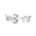 Garden Crawler Reptile Snake Stud Earrings Yellow Gold Plated Silver