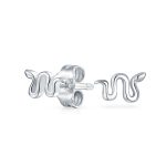 Garden Crawler Reptile Snake Stud Earrings Yellow Gold Plated Silver