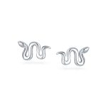 Garden Crawler Reptile Snake Stud Earrings Yellow Gold Plated Silver - Image 5