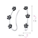 Retro Flower Ear Cuff Cartilage Three Roses Sterling Silver - Image 4