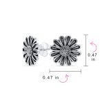Retro Floral Garden Party Sunflower Stud Earrings in Oxidized Sterling Silver - Image 4
