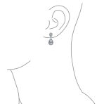 Cocktail Cubic Zirconia CZ Double Solitaire Teardrop Dangle Earrings Gold Plated - Image 11