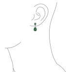 Cubic Zirconia Pave CZ Halo Pear Shaped Teardrop Dangle Statement Earrings - Image 10