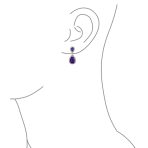 Cubic Zirconia Pave CZ Halo Pear Shaped Teardrop Dangle Statement Earrings - Image 9