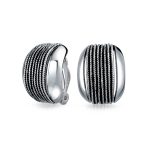 Twisted Cable Chain Clip-On Earrings Oxidized Silver Brass