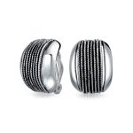 Twisted Cable Chain Clip-On Earrings Oxidized Silver Brass