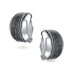 Twisted Cable Chain Clip-On Earrings Oxidized Silver Brass - Image 2