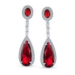 Amethyst Purple CZ Teardrop Chandelier Screw Clip On Earrings Silver Plated - Image 7