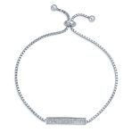 Elegant Cubic Zirconia Pave CZ Bar Bolo Bracelet Adjustable Sliding Clasp Bracelet