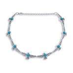 Choker Necklace and Compressed Turquoise Hoop Earrings Jewelry Set - Image 3