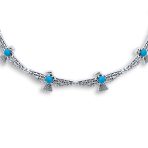 Choker Necklace and Compressed Turquoise Hoop Earrings Jewelry Set - Image 4