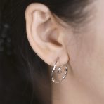 Boho Geometric Hoop Huggie Earrings 14K Gold Plated Sterling Silver Spiral Design - Image 5