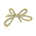 Victorian Style Large Statement Crystal Fashion Bow Brooch Pin Silver Plated
