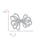 Set of 2 Large Bridal Holiday Crystal Wedding Bow Brooch Pin Silver Gold Plated - Image 4