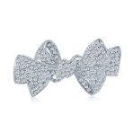 Victorian Style Statement Crystal Fashion Bow Brooch Pin Silver Plated