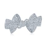Victorian Style Statement Crystal Fashion Bow Brooch Pin Silver Plated