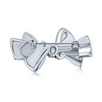 Victorian Style Statement Crystal Fashion Bow Brooch Pin Silver Plated - Image 2