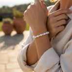 Elegant Stackable White Freshwater Cultured Baroque Pearl Stretch Bracelet - Image 3