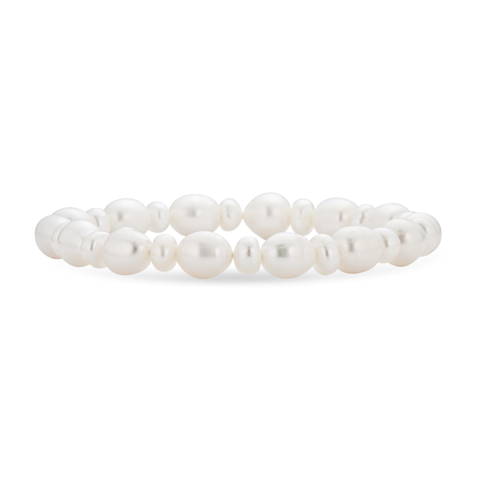 rice-freshwater-pearl-stretch-bracelet-yp-f1735-wb_1 Elegant Stackable White Freshwater Cultured Baroque Pearl Stretch Bracelet - Image 1