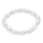 Elegant Stackable White Freshwater Cultured Baroque Pearl Stretch Bracelet - Image 2