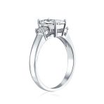 Classic 2CT Emerald Cut Three Stone Past Present Future Engagement Ring .925 Sterling Silver - Image 3