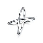 Delicate Thin Open Geometric Atomic X Criss Cross Ring .925 Silver Sterling