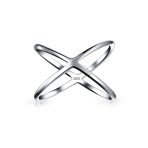 Delicate Thin Open Geometric Atomic X Criss Cross Ring .925 Silver Sterling - Image 2