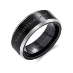 Classic Black Titanium Wedding Band Ring Two Tone Beveled Edge Comfort Fit 8MM - Image 3