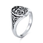 Celestial Celtic Sun Moon Tree Of Life Signet Silver Ring Antique Style Sterling - Image 2