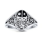 Celestial Celtic Sun Moon Tree Of Life Signet Silver Ring Antique Style Sterling