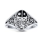 Celestial Celtic Sun Moon Tree Of Life Signet Silver Ring Antique Style Sterling