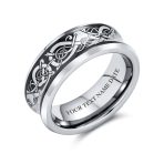 Silver Celtic Knot Dragon Inlay Titanium Wedding Band Ring for Men Comfort Fit - Image 5